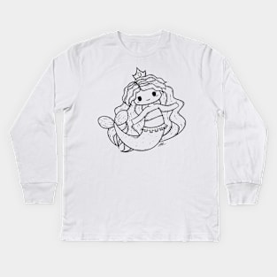 Cute Mermaid Illustration Kids Long Sleeve T-Shirt